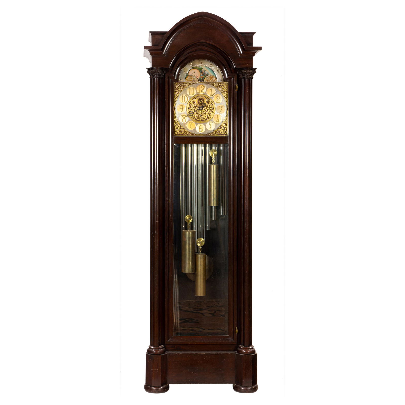 A German nine tube time and strike tall case clock (1 of 4)
