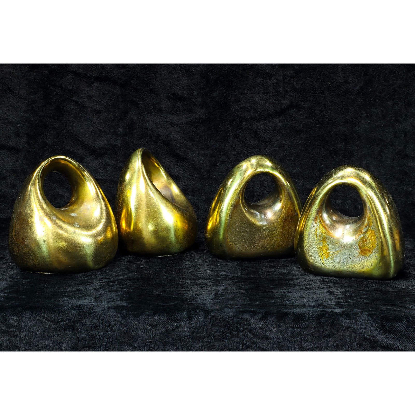 (lot of 4) Two pairs of Ben Seibel Jenfred-ware Raymor: (lot of 4) Two pairs of Ben Seibel Jenfred-ware Raymor bookends, 6"h