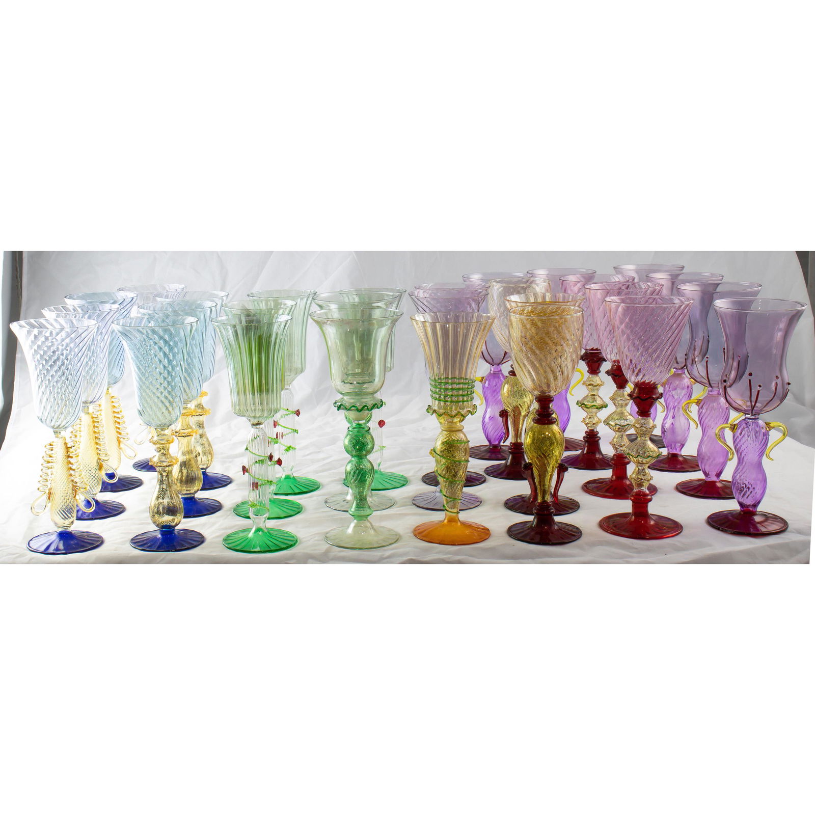 (lot of 28) Venetian blown glass stemware group (1 of 1)