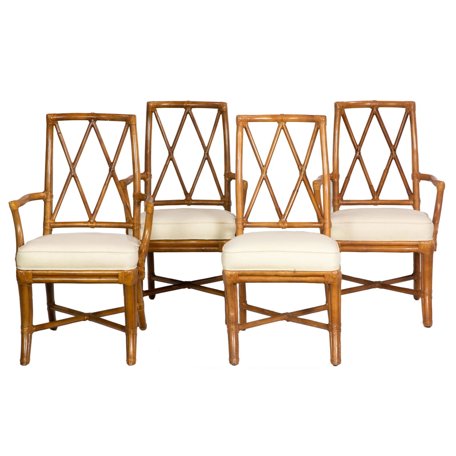 (lot of 4) McGuire style bamboo armchairs (1 of 3)