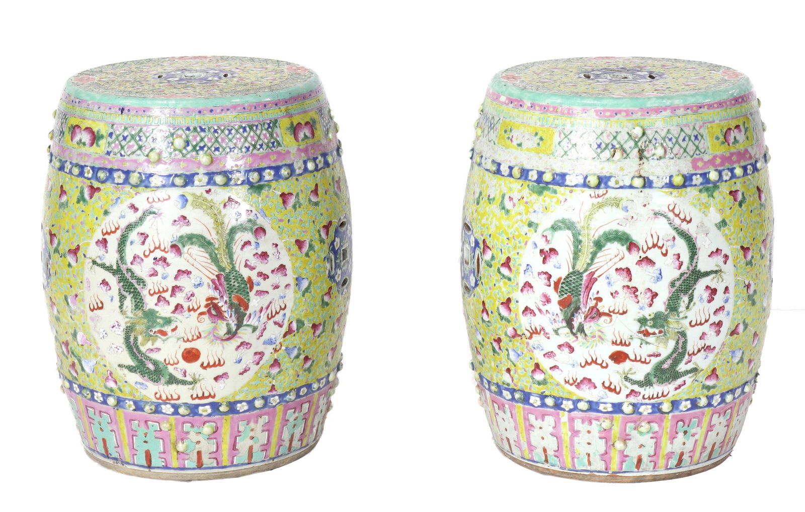 Pair of Chinese famille rose garden seats (1 of 2)