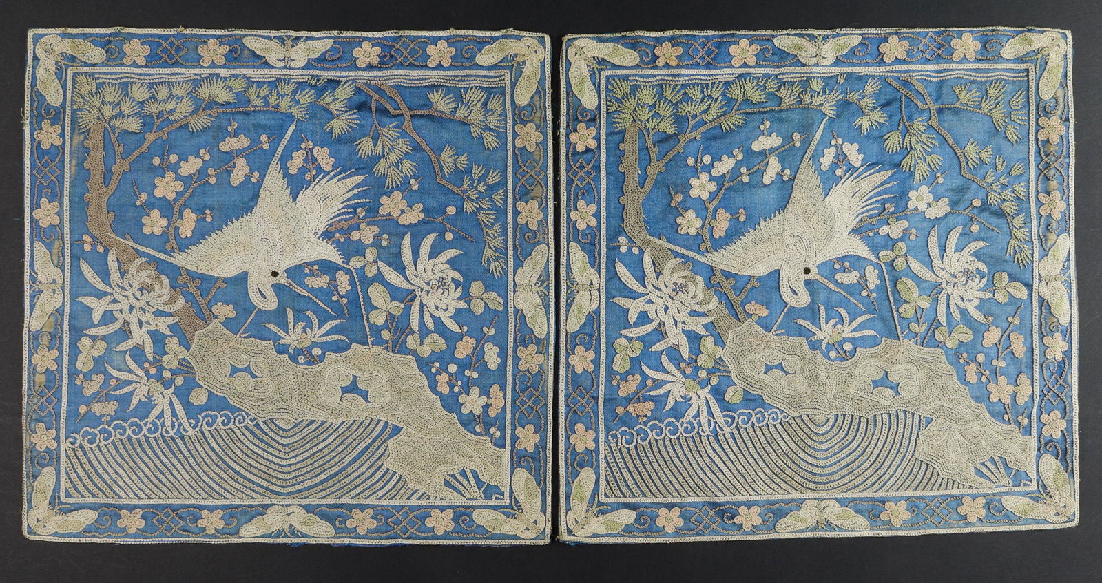 Pair of Chinese embroidered rank badges (1 of 2)