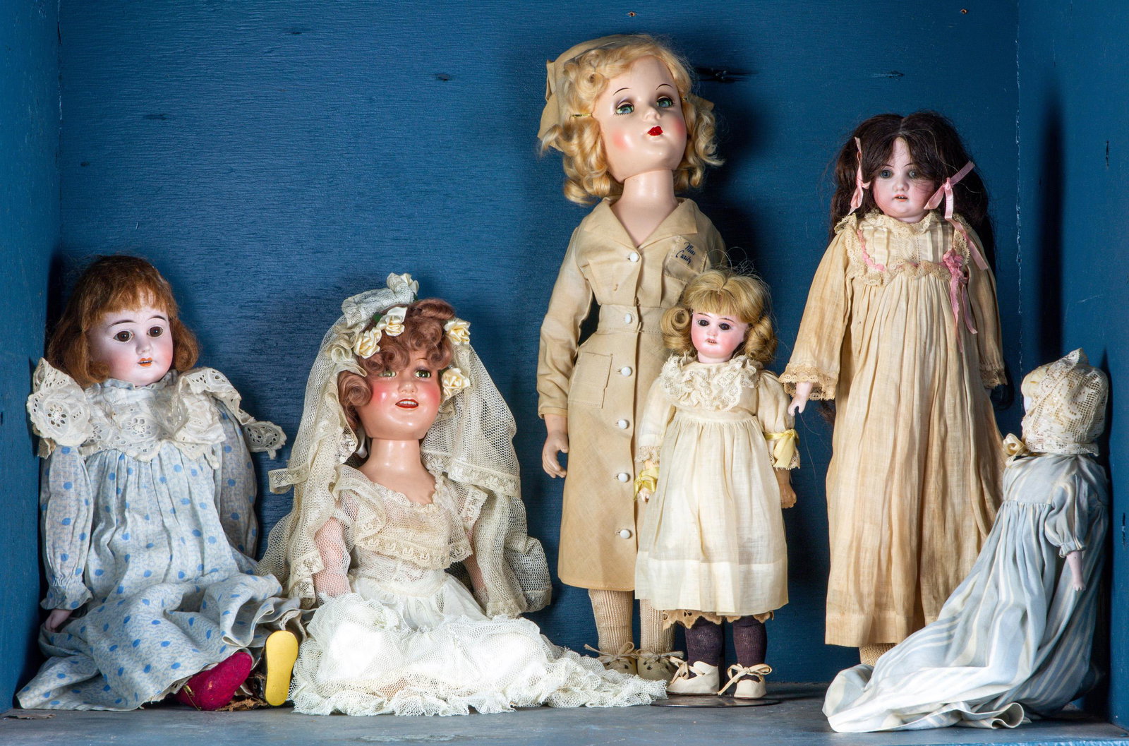 (Lot of 6) Bisque or composition dolls: (3) German (1 of 1)