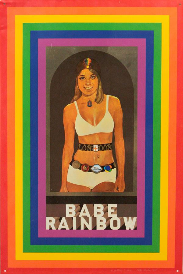 Silkscreen, Peter Blake, Babe Rainbow: Unframed silkscreen on aluminum, ''Babe Rainbow'', 1968, by Peter Blake (British, b.1932), printed signature and date lower right, commissioned and distributed by Dodo Designs (London), overall: 26''h
