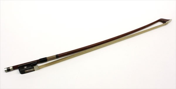Giuseppe Vitali viola bow: Silver mounted viola bow, Giuseppe Vitali, the round stick stamped VITALI at the butt, the ebony frog with parisian eye, the silver and ebony adjuster with pearl eye, Dave Lario's personal bow for his