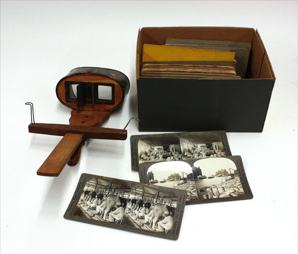 Stereoview collection, including Carleton Watkins: (lot of 115) Stereoviews and stereoscopic viewer, including images by B.W. Kilburn, Littleton, New Hampshire, Roland of Frankfort, Kentucky, Paris au strereoscope, N.C. Paris, France, William Henry Ja