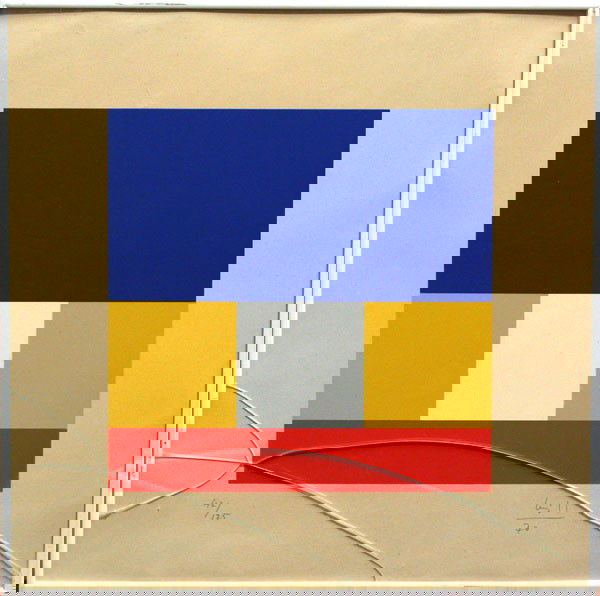 Print, Max Bill: (lot of 2) Framed Screenprint, Untitled Abstract Composition, 1970, by Max Bill (Swiss, 1908 - 1994), ed. 42/125, signed and dated lower right, overall: 20''h x 20''w, together with a mounted gallery