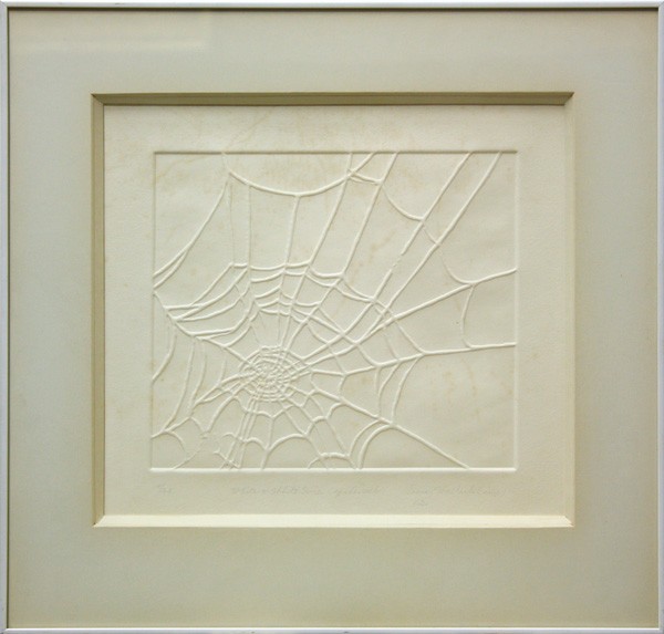 Print, Sara Wallach: Framed embossed Print, ''White on White Series (Spiderweb)'', 1969, signed and dated lower right, ed. 14/25, overall: 15.75''h x 16.75''w