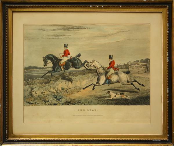 Set of 5 Equestrian Prints, British (19th C): (set of 5) Framed equestrian prints, British (19th Century), by H. Aiken, published in London, overall: 19''h x 22.5''w