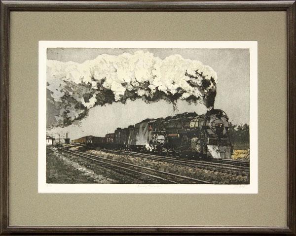 Prints, John Collette, Disovery Well, Steaming: (lot of 2) Framed color aquatints, ''Discovery Well'' and ''Steaming Through,'' by John Collette (American, 20th century), each signed lower right, titled lower center, numbered lower left, largest ov