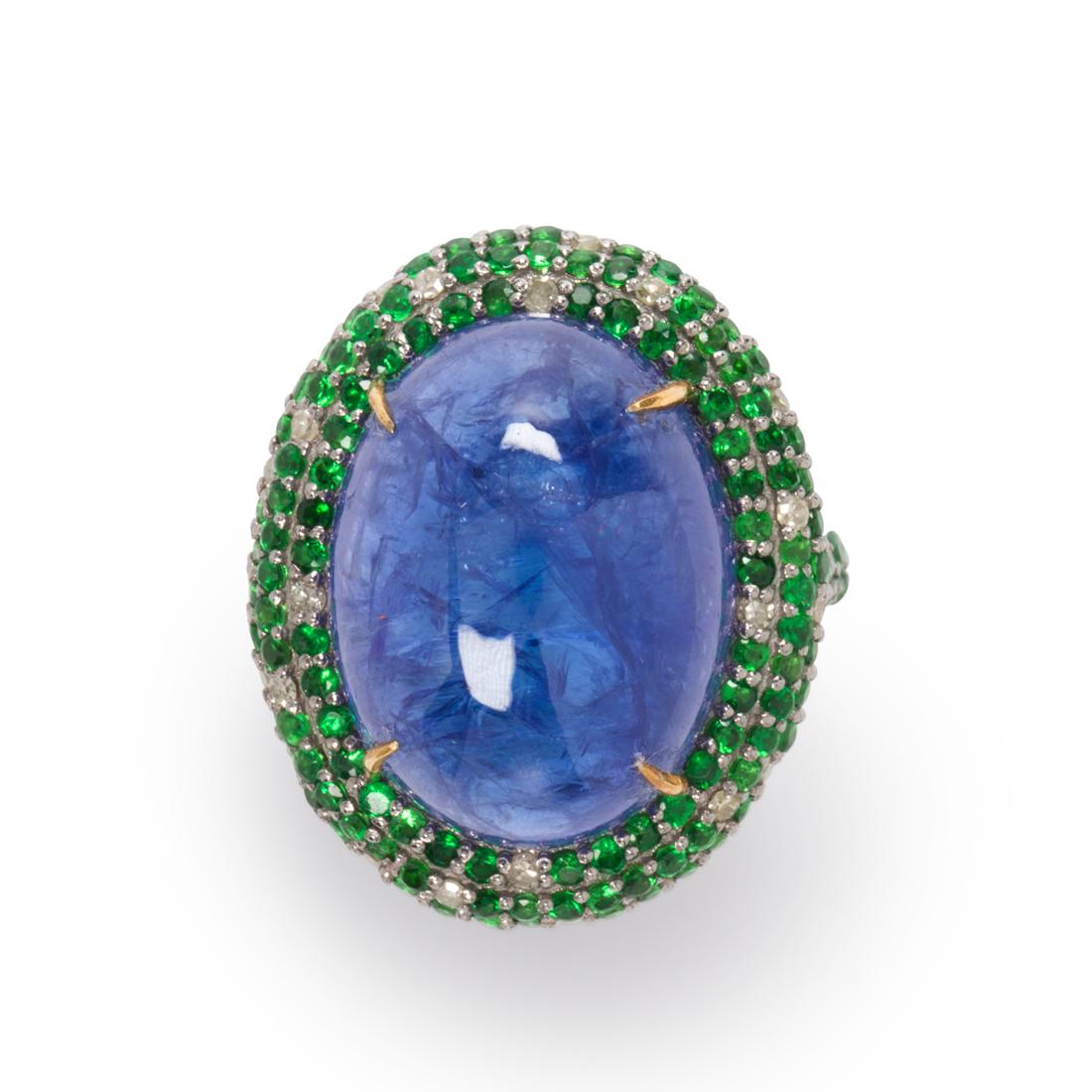 A tanzanite and tsavorite garnet ring (1 of 2)