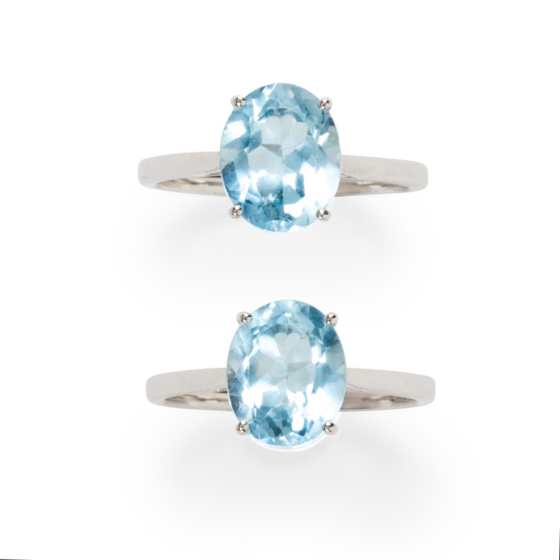 A group of blue topaz and fourteen karat white gold (1 of 2)
