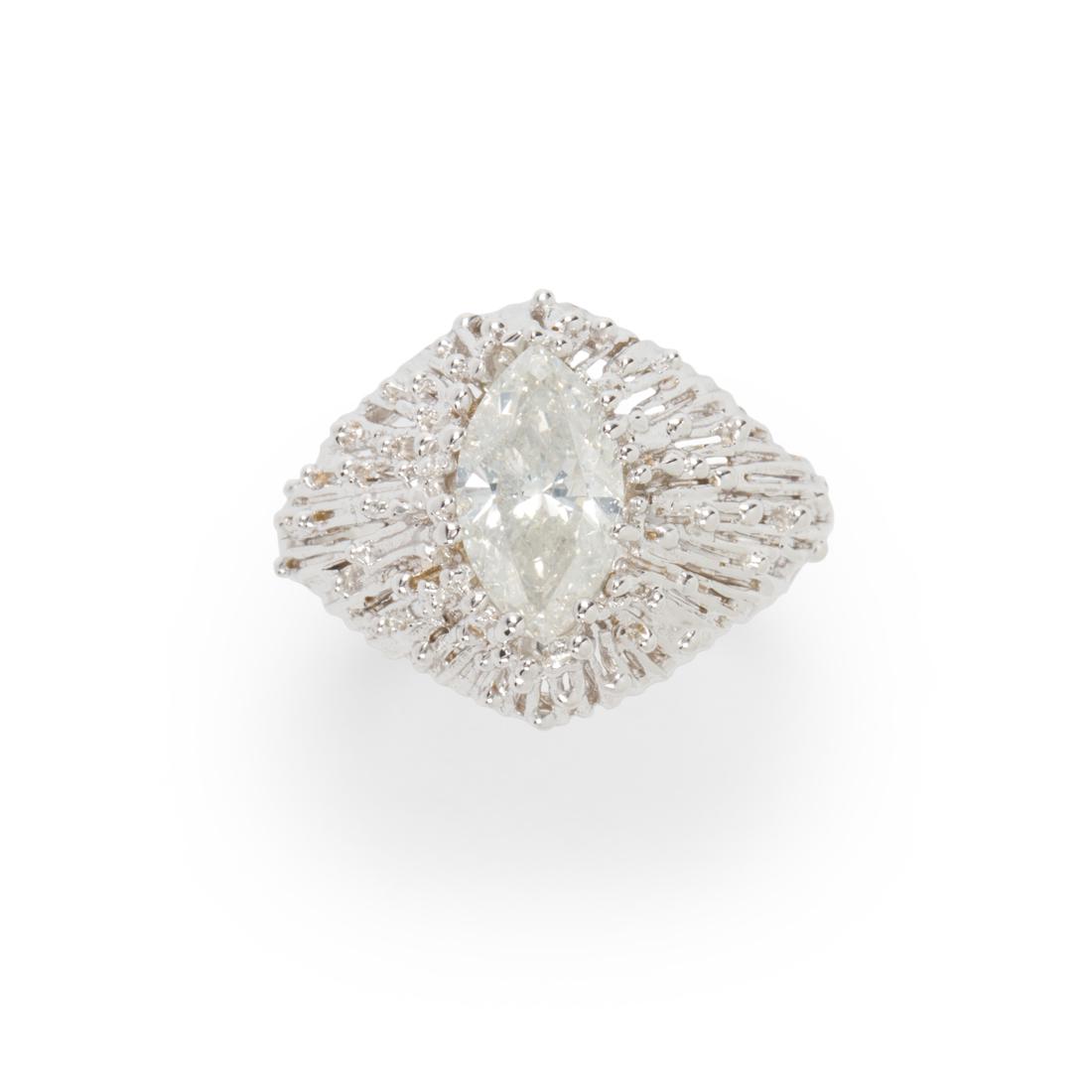 A diamond and eighteen karat white gold ring (1 of 2)