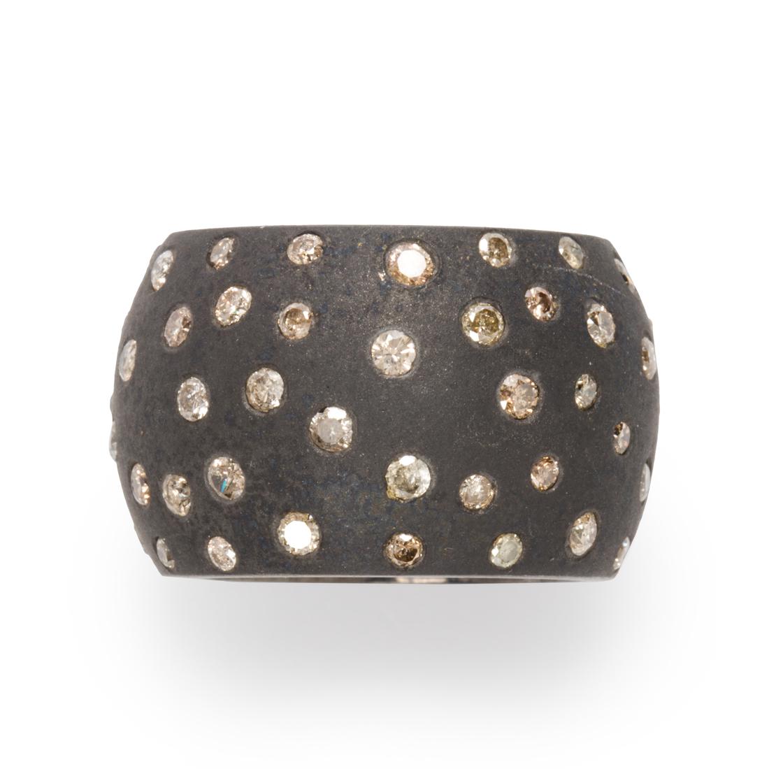 A colored diamond and blackened silver ring (1 of 2)