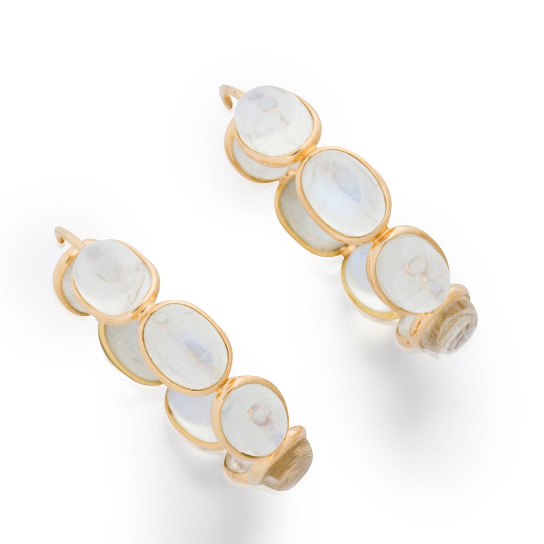 A pair of moonstone and eighteen karat gold earrings (1 of 1)