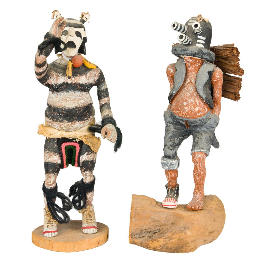 Two Kachina figures, including a Koshari clown katsina (1 of 4)