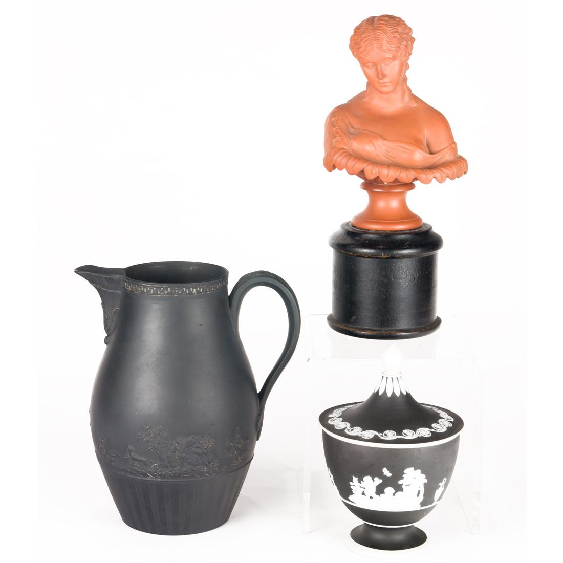 (lot of 3) English relief decorated ceramics, 19th (1 of 5)