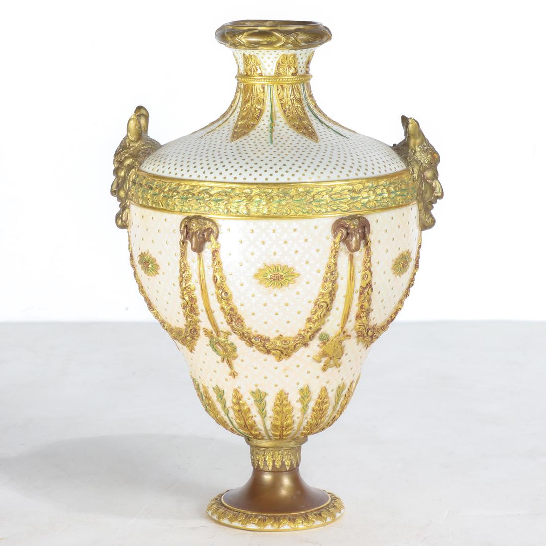 A Wedgwood Victoria ware urn form vase, late 19th (1 of 4)