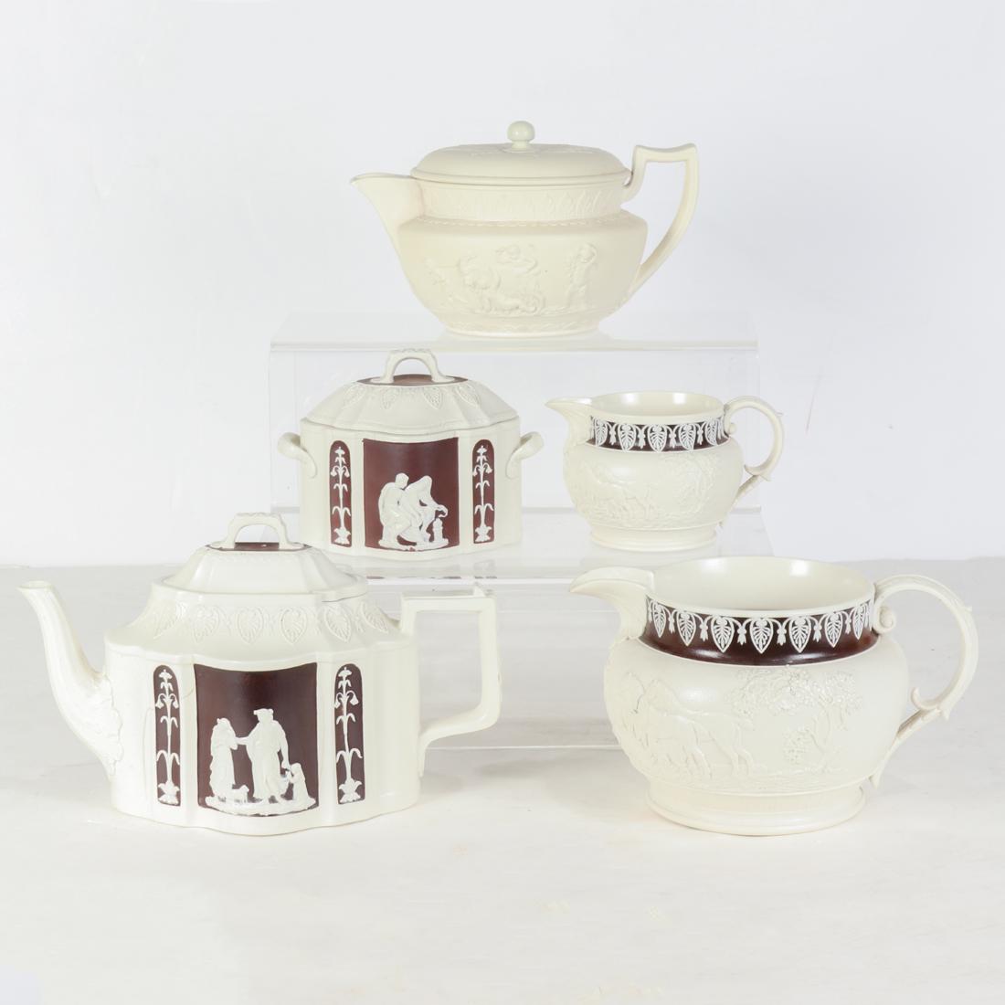 (lot of 5) American or English relief decorated parian (1 of 20)