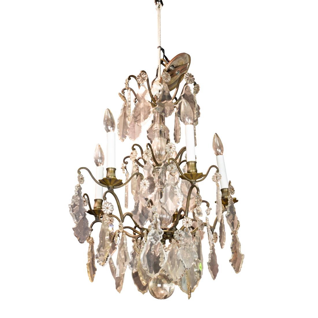 A crystal five light chandelier (1 of 3)