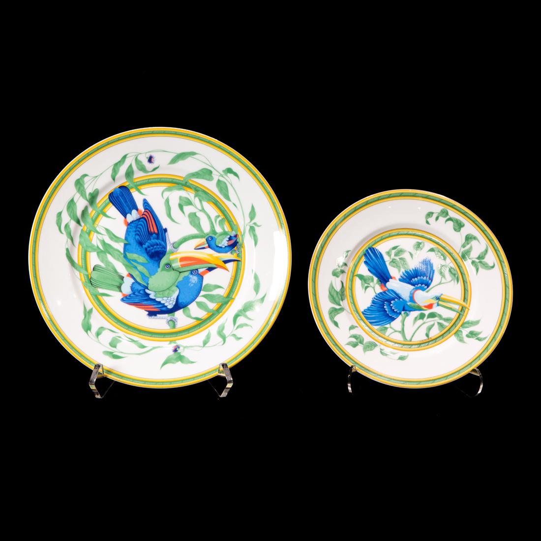 Hermes Toucans porcelain polychrome plates (1 of 4)
