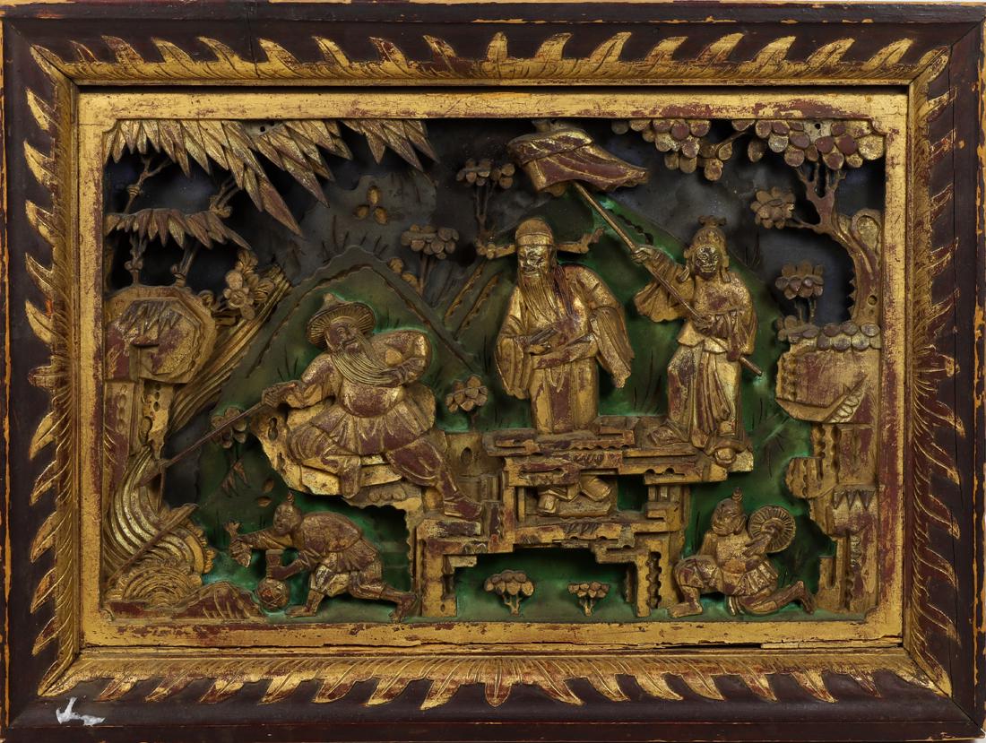 Chinese gilt lacquered wall panel (1 of 2)