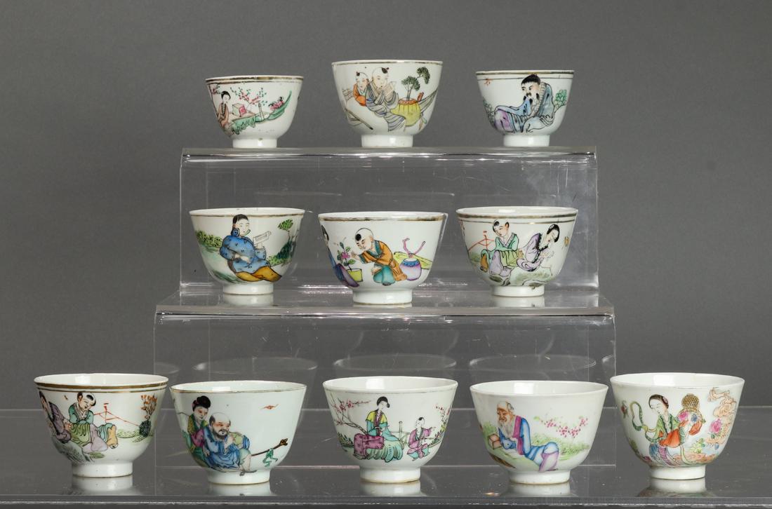 (lot of 11) Chinese famille rose cups (1 of 2)