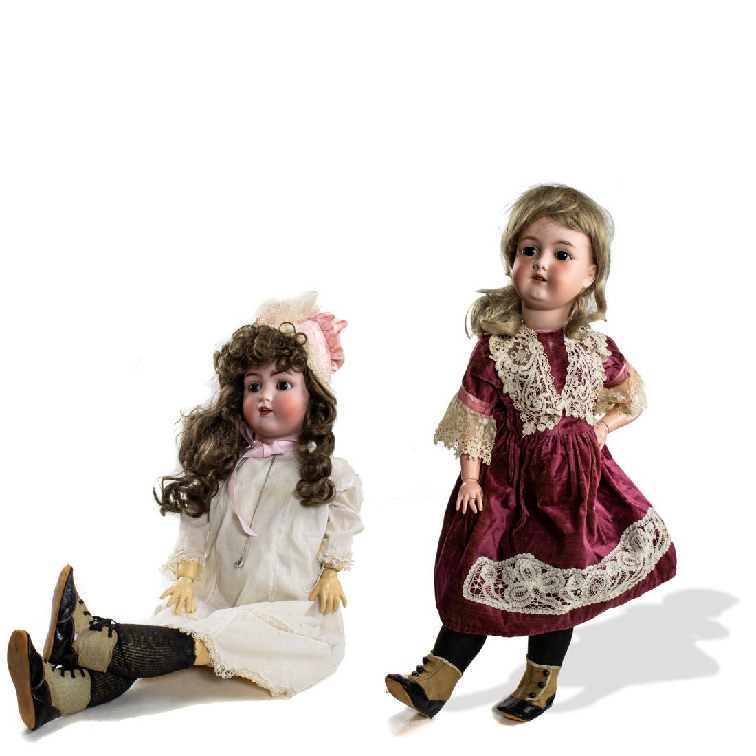(Lot of 2) German bisque head lady dolls: the first, an: (Lot of 2) German bisque head lady dolls: the first, an Alt Beck & Gottschalck doll #1362; the second, an Armand Marseille doll #390, the larger32"h