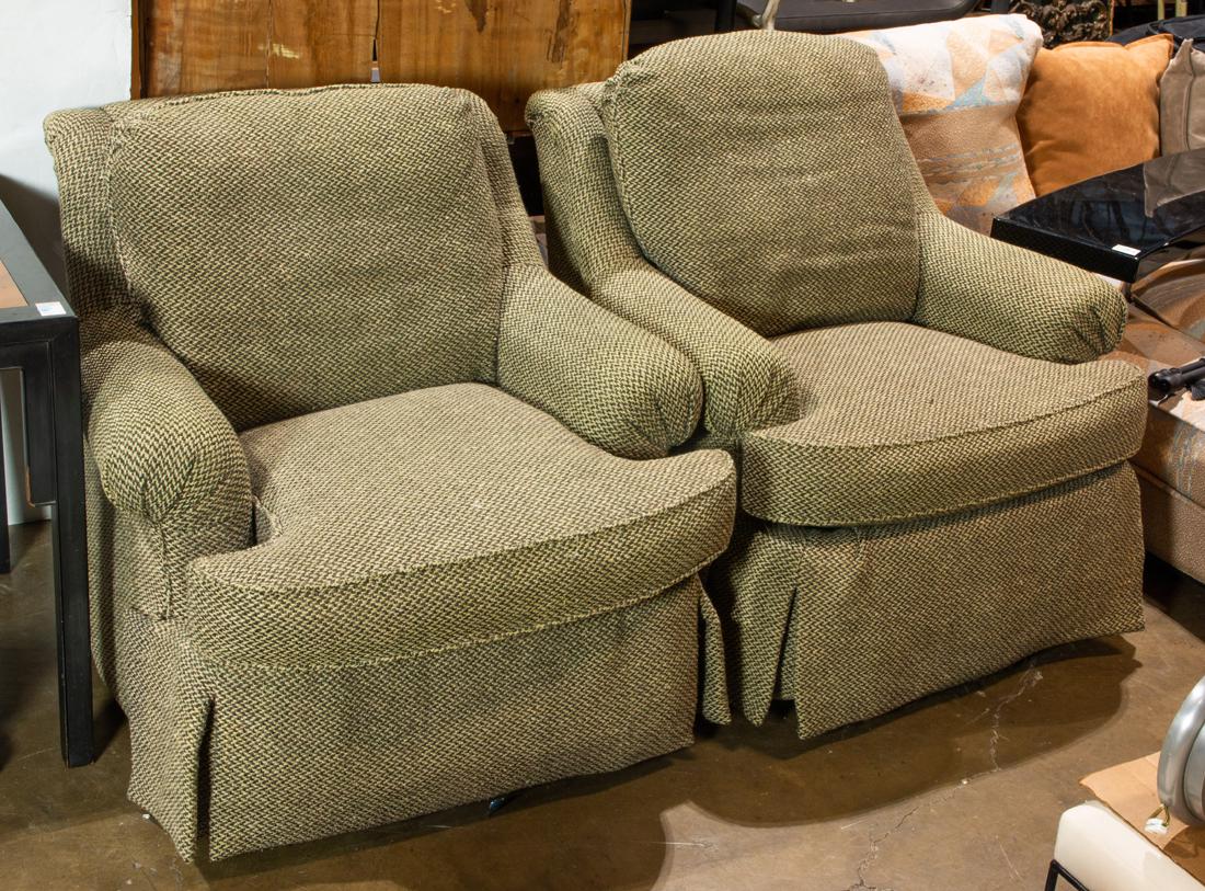 A pair of Jessica Charles recliners: A pair of Jessica Charles recliners, 34"h