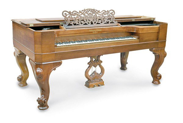 Steinway and Sons square grand piano: Steinway and Sons New York mahogany square grand piano circa 1860, serial number 2803G, 38''h x 80''w x 40''d