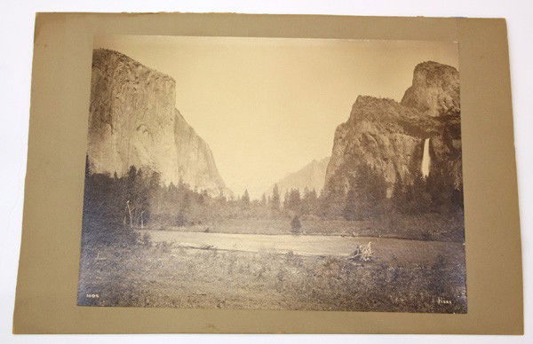 Photograph, George Fiske, Yosemite: Unframed photograph mounted on board, Yosemite Valley, by George Fiske (Californian, 1835-1918) signed on the photograph ''Fiske'' lower right, numbered on the print ''1004'' lower left, overall: 10''