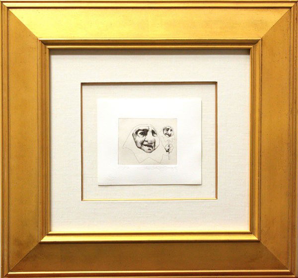 Engraving, Charles Bragg, Nun: Framed engraving, Nun, by Charles Bragg (Californian, b. 1931), signed ''Charles Bragg'' in pencil lower right, numbered ''100/150'', overall 19''h x 20''w