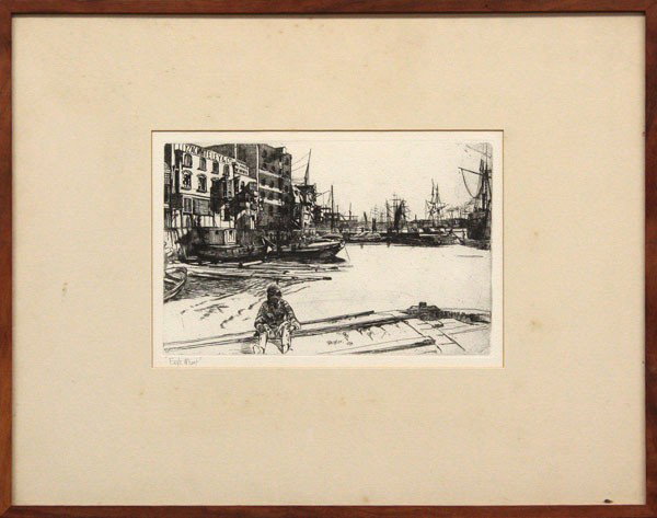 Print, after Whistler: Framed etching, ''Eagle Wharf'', after James Abbott McNeill Whistler (American, 1834-1903) r, bears signature on the plate lower center, overall: 15''h x 19''w