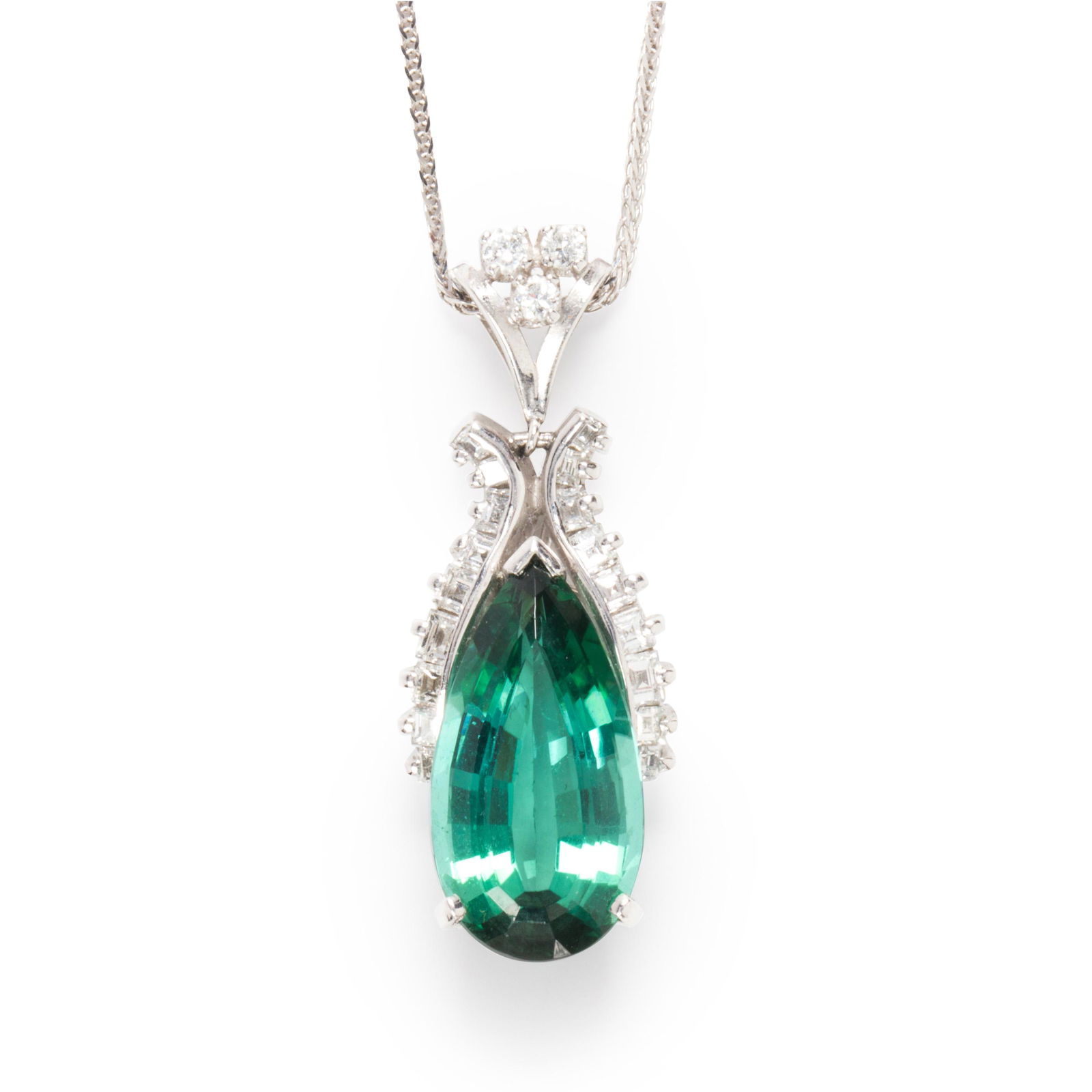 A green tourmaline and diamond pendant necklace (1 of 1)