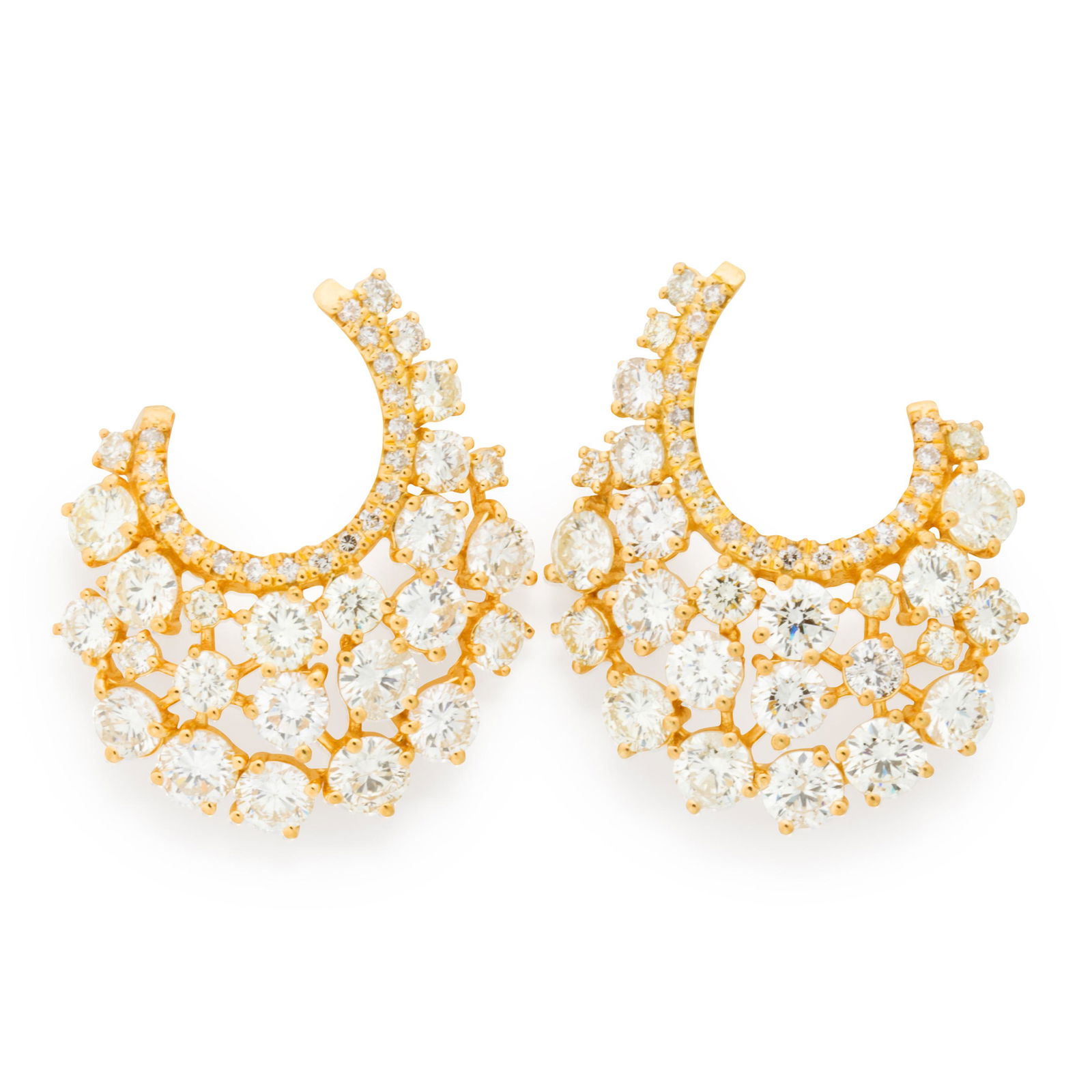 A pair of diamond and eighteen karat gold earrings (1 of 1)