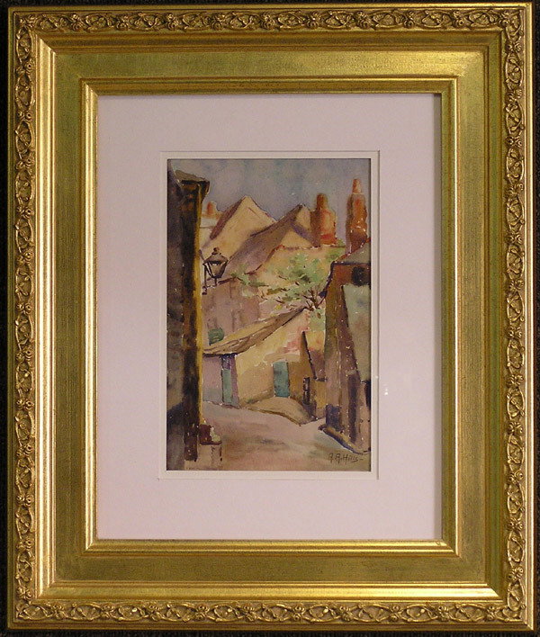 Framed watercolor, Anna Althea Hills