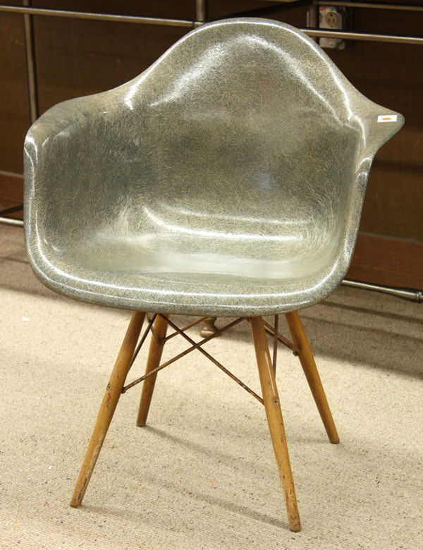 Charles Eames Zenith DAR chair for Herman Miller: Charles Eames (1907-1978), Zenith DAR chair for Herman Miller, on a dowel Eiffel tower base, the underside retains the affixed original Herman Hiller label, 31''h x 24.5''w x 24''d