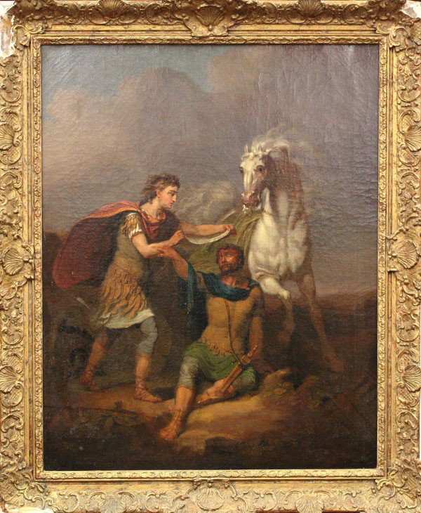 Painting, Classical Allegorical Scene, European: Framed oil on canvas, Classical Allegorical Scene, Continental School (19th century), unsigned, sight: 42''h x 39''w, overall: 53''h x 49''w