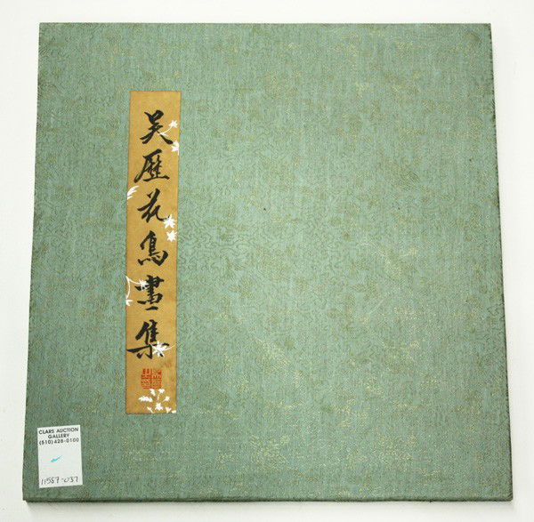 Chinese Painting Album, Wu Li(after), Bird/Flower: Chinese painting album, Birds and Flowers, after Wu Li (1632-1718), ink and color on paper, consisting of seven paintings of song birds perched on flowering branches, each opposed by a page of calligr