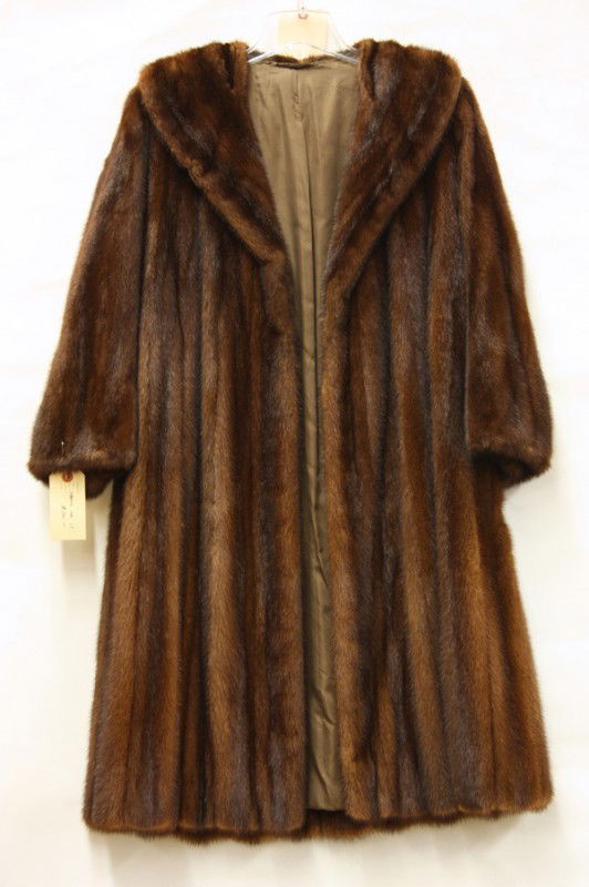 Mink full length coat: Mahogany mink full length coat, professionally cleaned and stored
