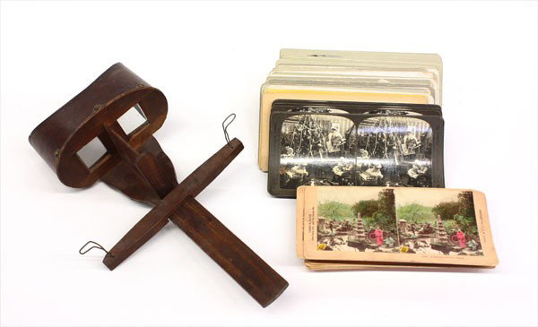 Stereoview cards and viewer: (lot of 71) Stereoview cards and viewer, the cards include European and American Landscapes, one card marked photographer James M. Davis