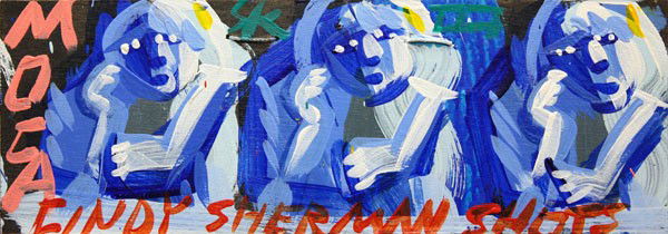 Cindy Sherman, Stephen Keene, Miracle Half Mile: Unframed acrylic on board, ''Cindy Sherman Shots'', by Stephen Keene, from the ''Miracle Half Mile: Ten Thousand Paintings by Stephen Keene'', overall: 6''h x 16.5''w