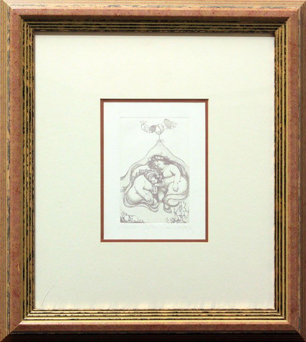 Engraving, Charles Bragg, Thou Shalt Not: (Lot of 2) Framed engravings, Thou Shalt Not and Sloth, by Charles Bragg (Californian, b. 1931), signed ''Charles Bragg'' in pencil lower right, numbered lower left, largest overall 20''h x 18.5''w