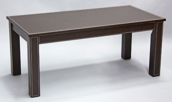 Brown coffee table: Brown faux leather coffee table (unassambled in box)