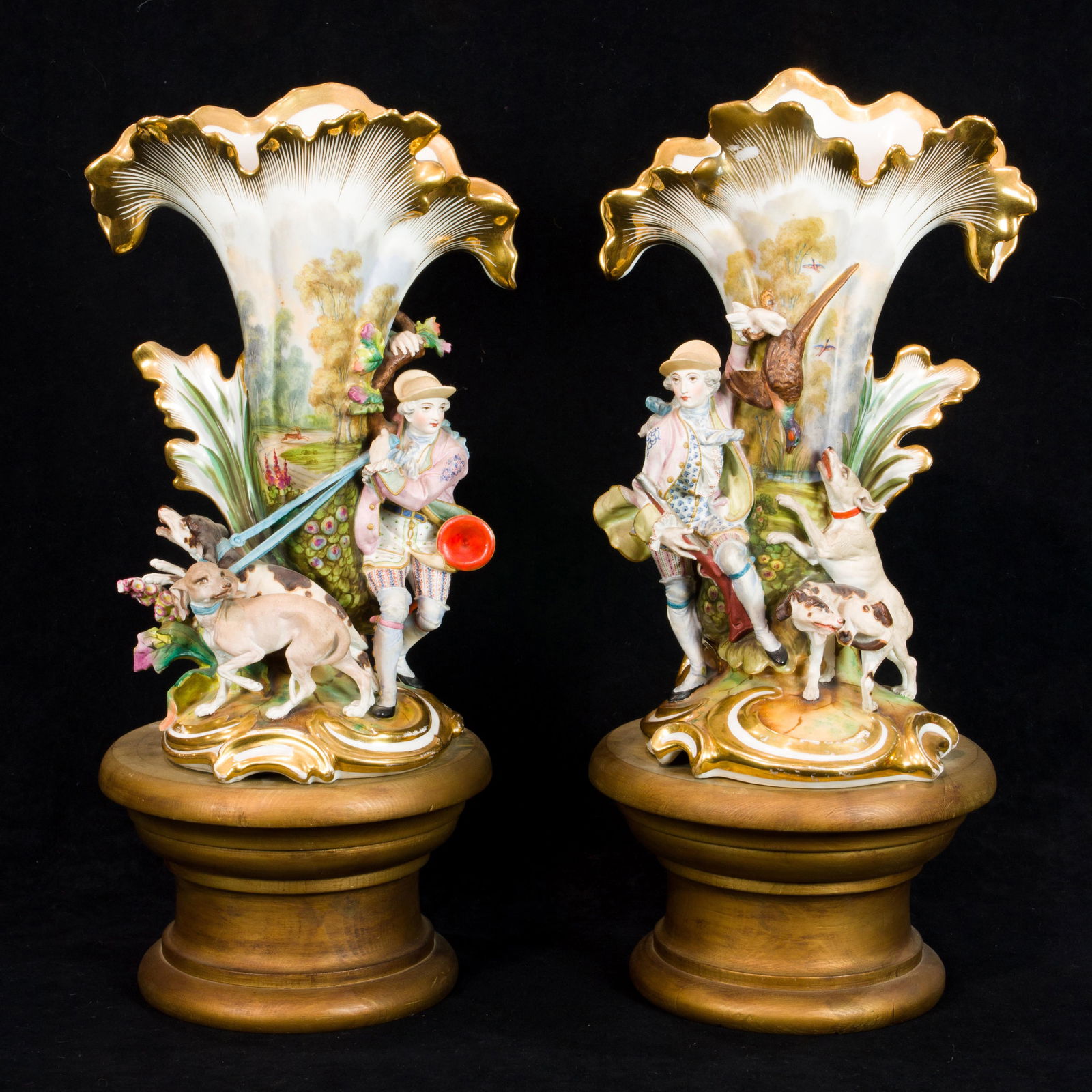 A pair of Paris porcelain figural mantel vases, 19th (1 of 6)