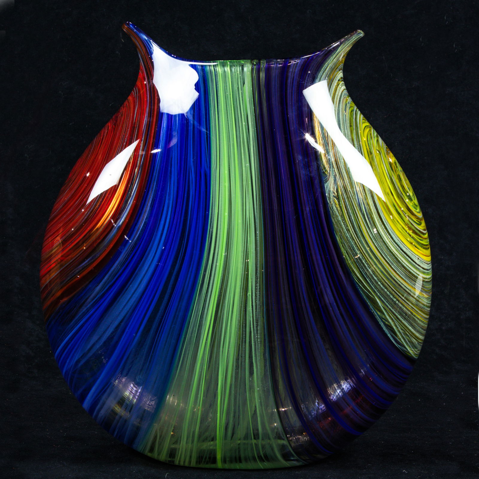A Kokomo Opalescent Glass (KOG) moon shaped vase by (1 of 2)