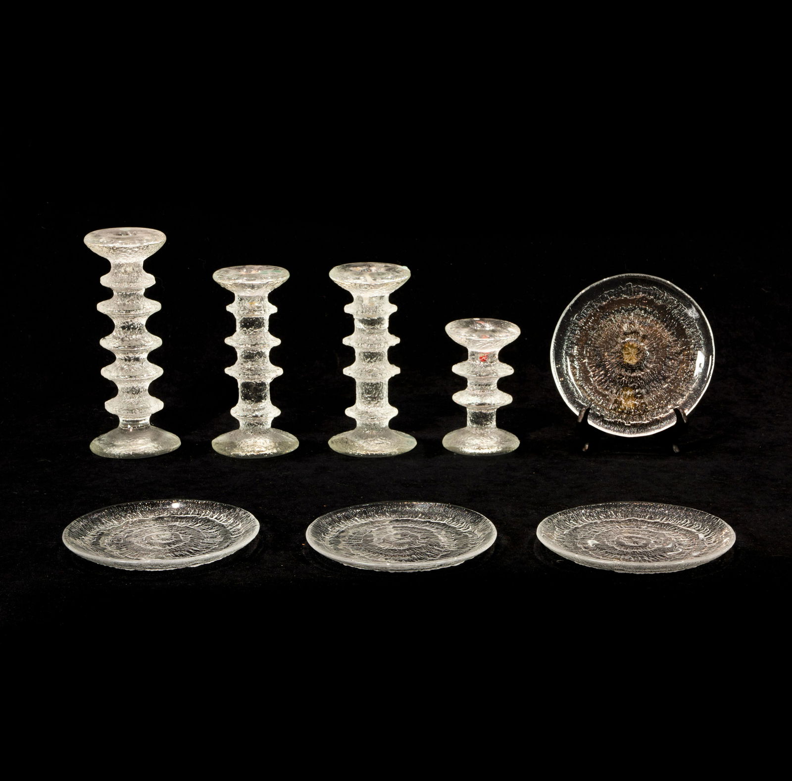 (lot of 8) Iittala glass candleholders and four plates (1 of 4)