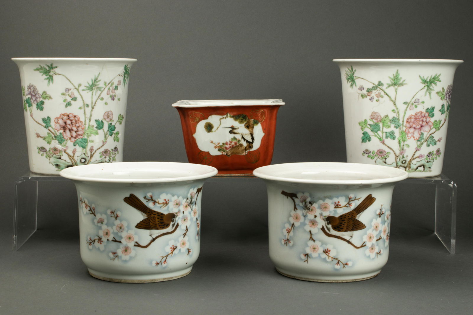 (lot of 5) Chinese famille rose planters (1 of 2)