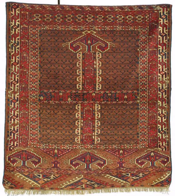 Yomut Ensi prayer rug: Yomut Ensi prayer rug; Turkmenistan; Central Asia; late 19th cent; 4ft 7in x 5ft 1in