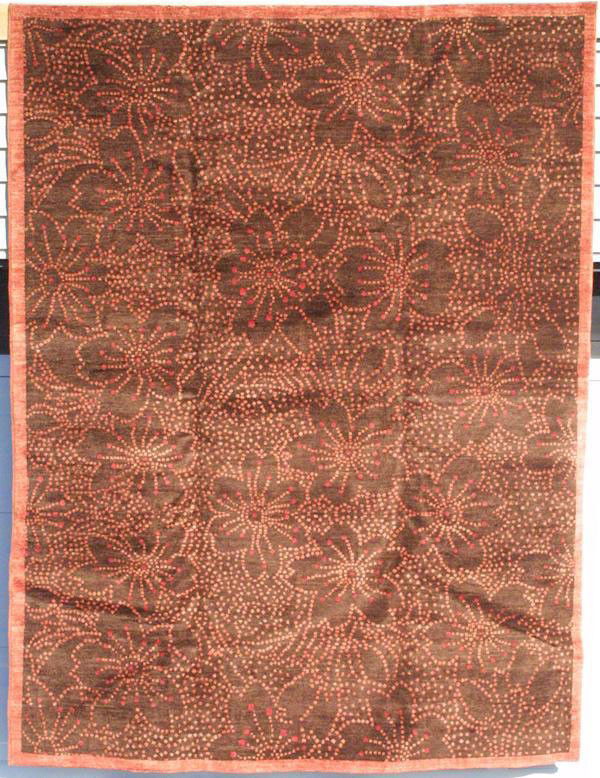 Ariana floral carpet: Ariana floral carpet; hand spun vegetable dyed wool; 7 ft 3 in x 9 ft 6 in